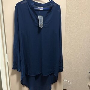 Chic Navy Blue Women's Tunic Top